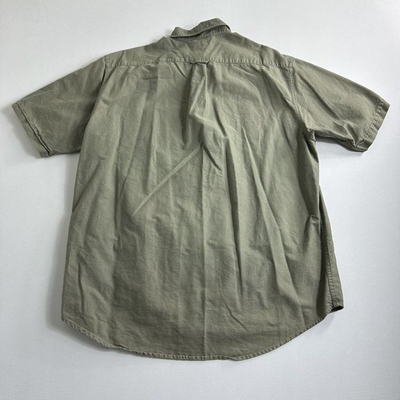 Lucky Brand Mens Army Green Button Down Shirt Size Large Short Sleeve Casual - Picture 2 of 9